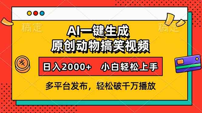 AI一键生成动物搞笑视频，多平台发布，轻松破千万播放，日入2000+，小…-烟花资源网