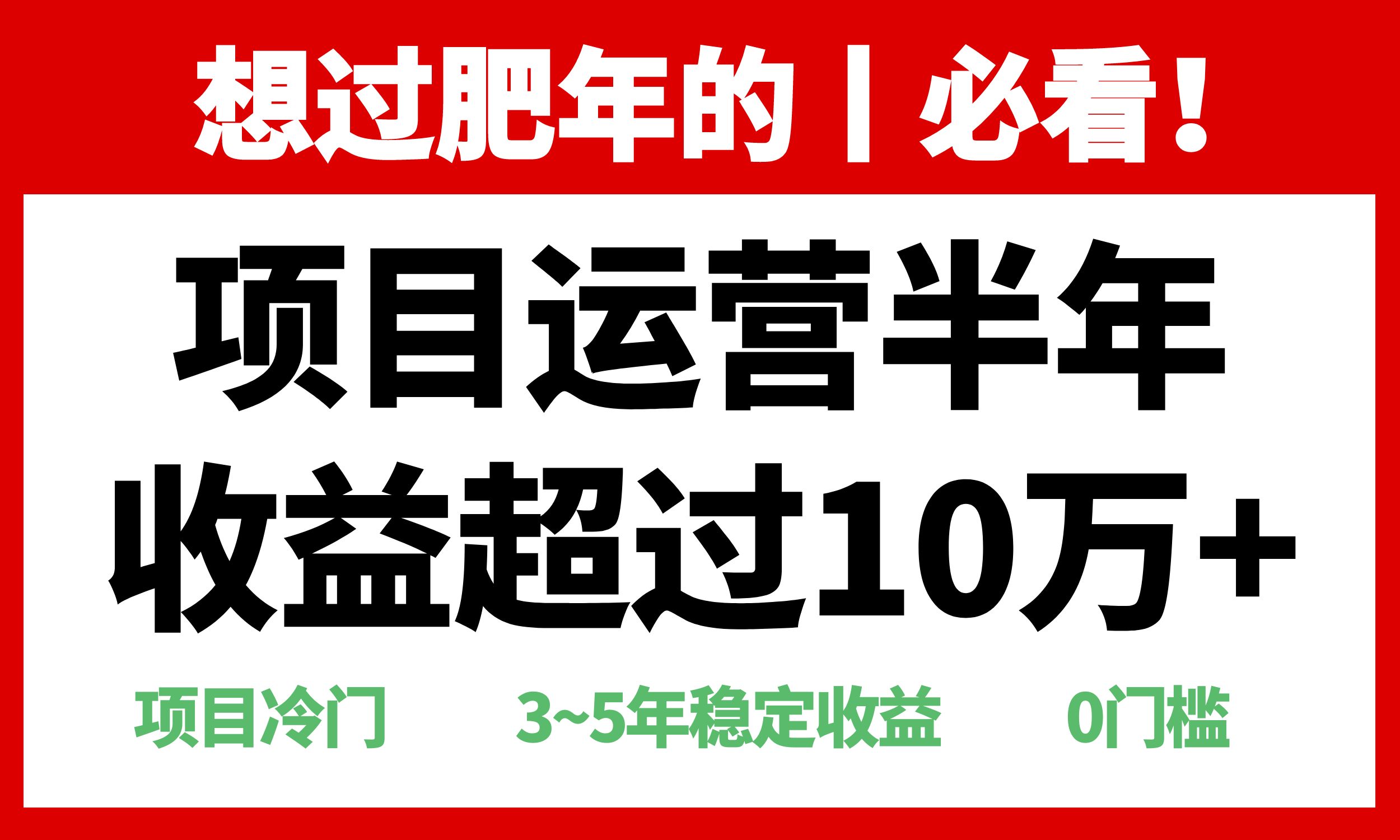 年前过肥年的必看的超冷门项目，半年收益超过10万+，-烟花资源网